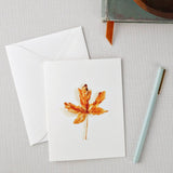 Maple leaf watercolor notecard by Emily Lex, single card with envelope
