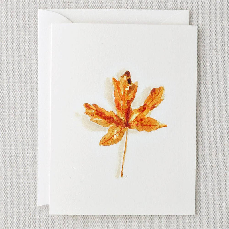 Maple leaf watercolor notecard by Emily Lex, single card with envelope