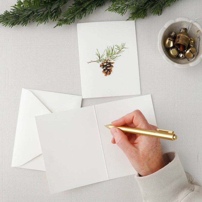 Pinecone watercolor notecard by Emily Lex, single card with envelope