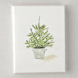 Potted tree watercolor notecard by Emily Lex, single card with envelope