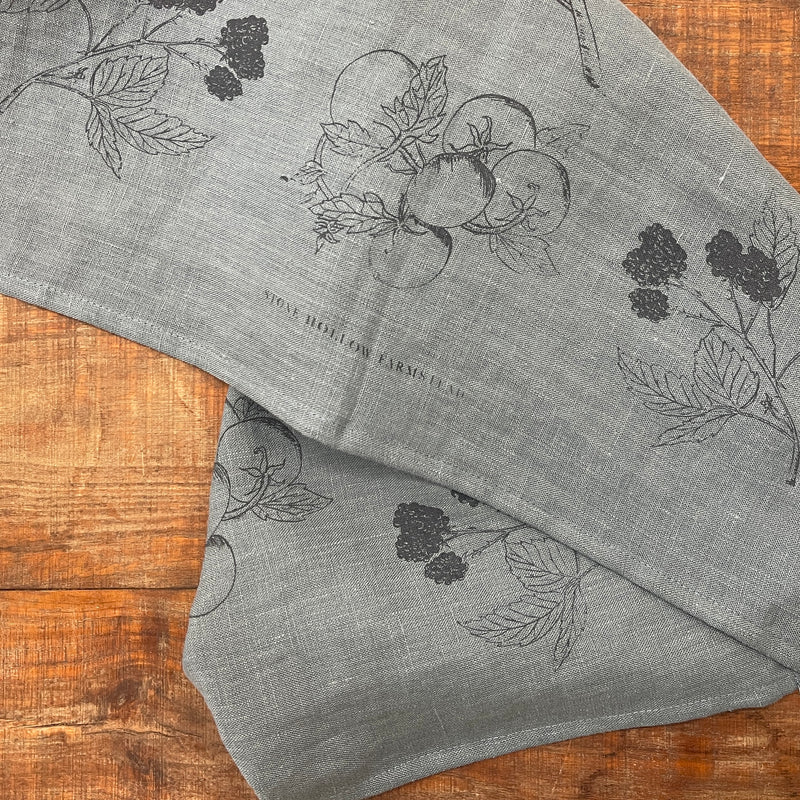 Botanical Linen Tea Towel | Blue Grey - Stone Hollow Farmstead