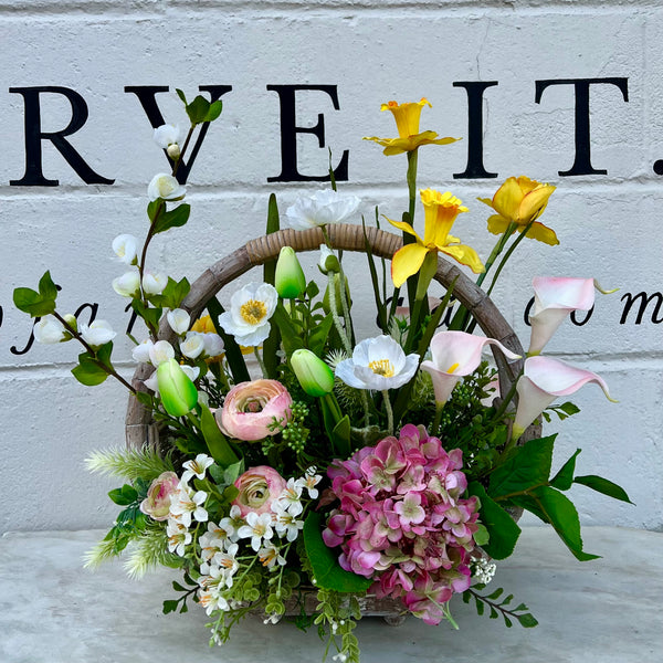 Big Bloom Basket | Silk Arrangement - Stone Hollow Farmstead