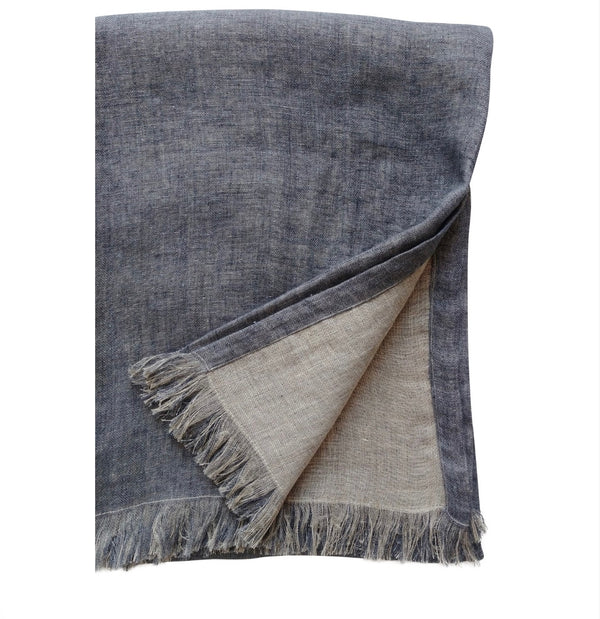 Linen Throw | Blue + Natural