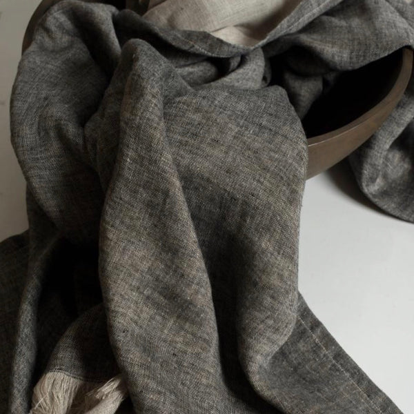 Linen Throw | Grey + Natural