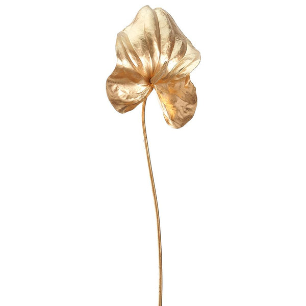Gold Metallic Anthurium Spray, 34.25" - Stone Hollow Farmstead