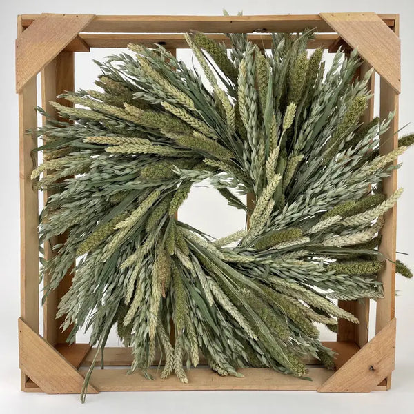 Mixed Green Grains Wreath - Stone Hollow Farmstead