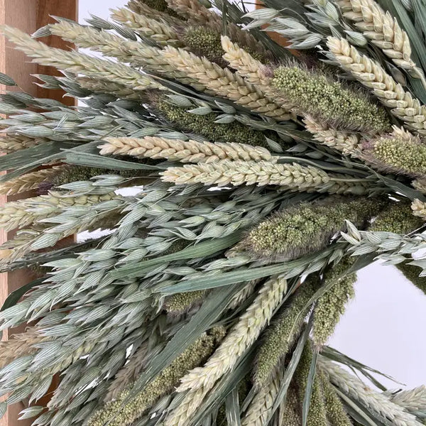 Mixed Green Grains Wreath - Stone Hollow Farmstead