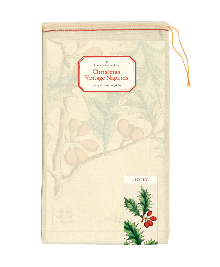 Vintage Napkin | Holiday Holly - Stone Hollow Farmstead