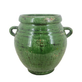Green Double Handled Terra Cotta Vase, Large, Stone Hollow Farmstead