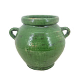 Green Double Handled Terra Cotta Vase, Medium, Stone Hollow Farmstead