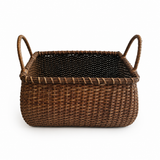 Medium Handwoven Rattan Market Basket, Stone Hollow Farmstead