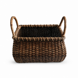 Small Handwoven Rattan Market Basket, Stone Hollow Farmstead
