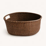 Large Handwoven Rattan Gathering Basket, Stone Hollow Farmstead