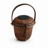 Small Handwoven Rattan Lidded Basket, Stone Hollow Farmstead