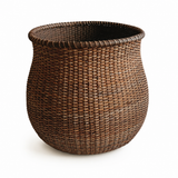 Large Handwoven Rattan Urn Basket, Stone Hollow Farmstead