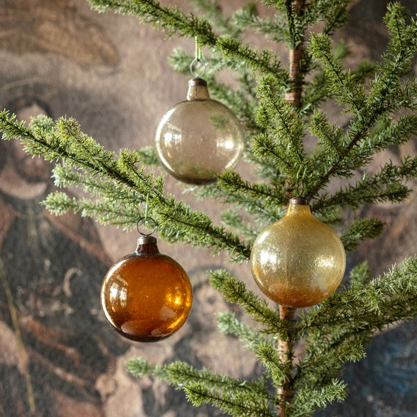 Recycled Amber Glass Ornament Assorted, 4"