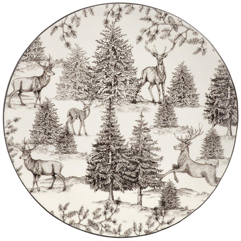 Tree/Reindeer Plate, 8" - Set of 6 - Stone Hollow Farmstead