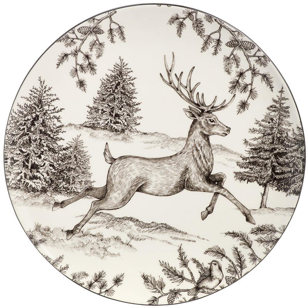 Tree/Reindeer Plate, 12" - Set of 6 - Stone Hollow Farmstead
