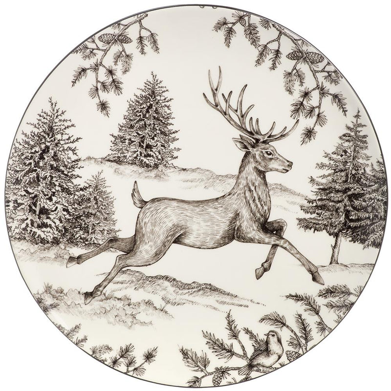 Tree/Reindeer Plate, 12" - Set of 6 - Stone Hollow Farmstead