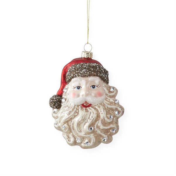 Vintage Glass Santa Head Ornament, 5" - Stone Hollow Farmstead
