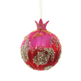 Stone Hollow Farmstead – Textured Pomegranate Ornament, 4" – Fuchsia and Red