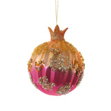Stone Hollow Farmstead – Textured Pomegranate Ornament, 4" – Orange and Fuchsia