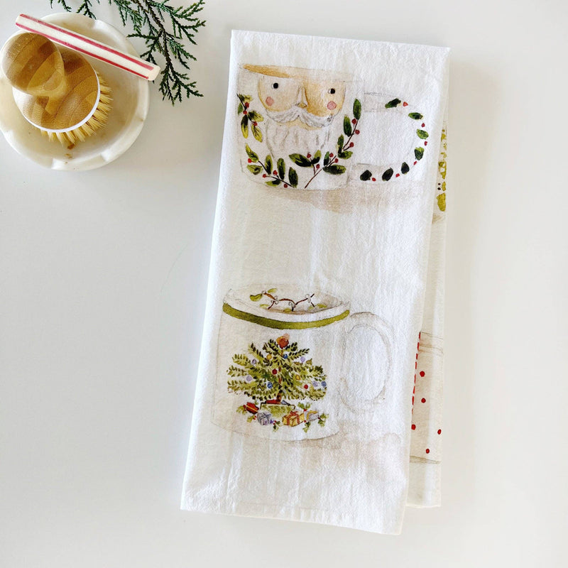 Christmas Mugs Tea towel - Stone Hollow Farmstead