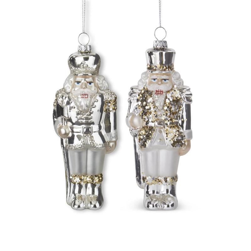 assorted silver glittered blown glass soldier ornament