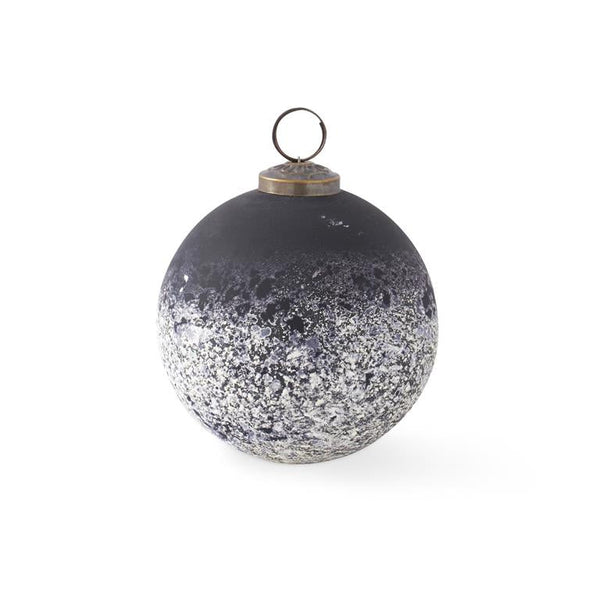 black and half white speckled glass ornament 4 inch