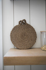 Round Woven Natural Trivets with Handle - Stone Hollow Farmstead