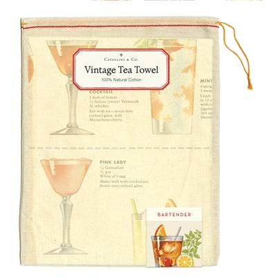 Natural Cotton Tea Towel | Bartender's Guide - Stone Hollow Farmstead