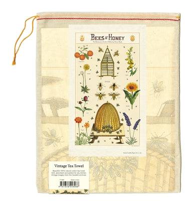 Natural Cotton Tea Towel | Bees & Honey - Stone Hollow Farmstead