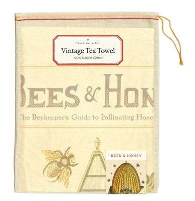 Natural Cotton Tea Towel | Bees & Honey - Stone Hollow Farmstead