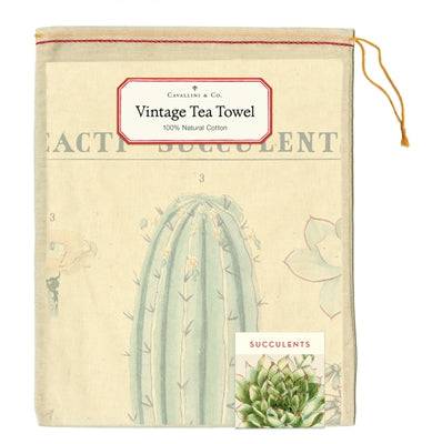 Natural Cotton Tea Towel | Succulents - Stone Hollow Farmstead