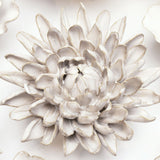 Ivory Chrysanthemum Ceramic Wall Flower styled with coordinating ceramic flowers at Stone Hollow Farmstead