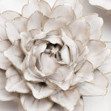 Ivory Comanche Peony Ceramic Wall Flower styled with coordinating ceramic flowers at Stone Hollow Farmstead