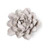 Ivory Comanche Peony Ceramic Wall Flower front view at Stone Hollow Farmstead