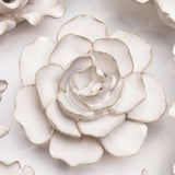 Ivory Amandine Ranunculus Ceramic Wall Flower styled with coordinating ceramic flowers at Stone Hollow Farmstead