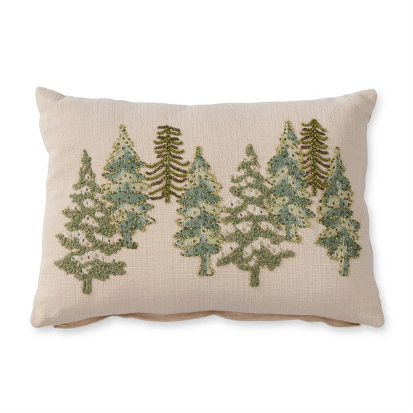 cream cotton linen lumbar pillow with beaded christmas tree 14 inch