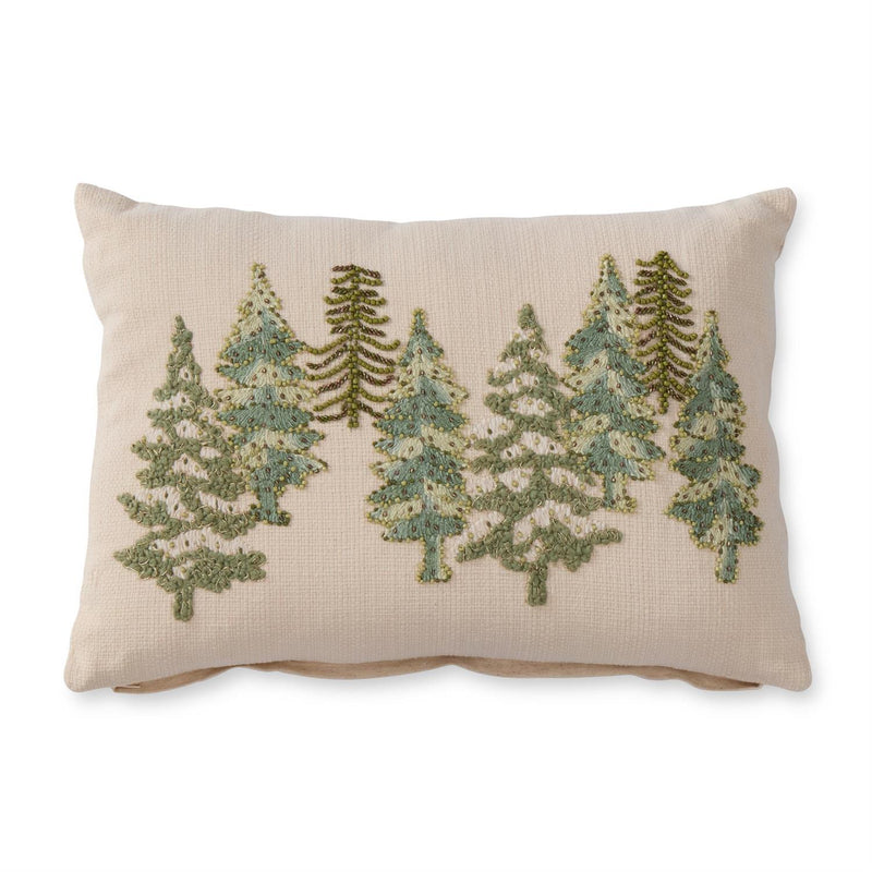 cream cotton linen lumbar pillow with beaded christmas tree 14 inch