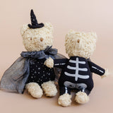 Skeleton Bear seated beside Witch Bear, Stone Hollow Farmstead