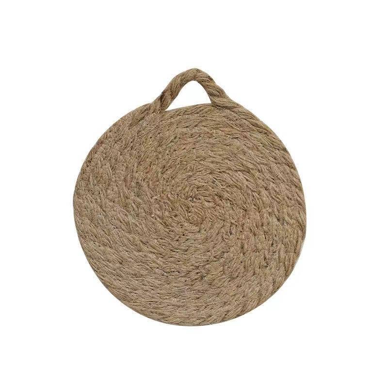 Round Woven Natural Trivets with Handle - Stone Hollow Farmstead