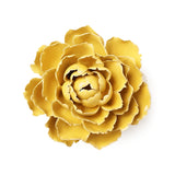 Buttercup Yellow Gay Paree Peony Ceramic Wall Flower front view at Stone Hollow Farmstead