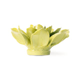 Chartreuse Columbine Ceramic Wall Flower side view at Stone Hollow Farmstead