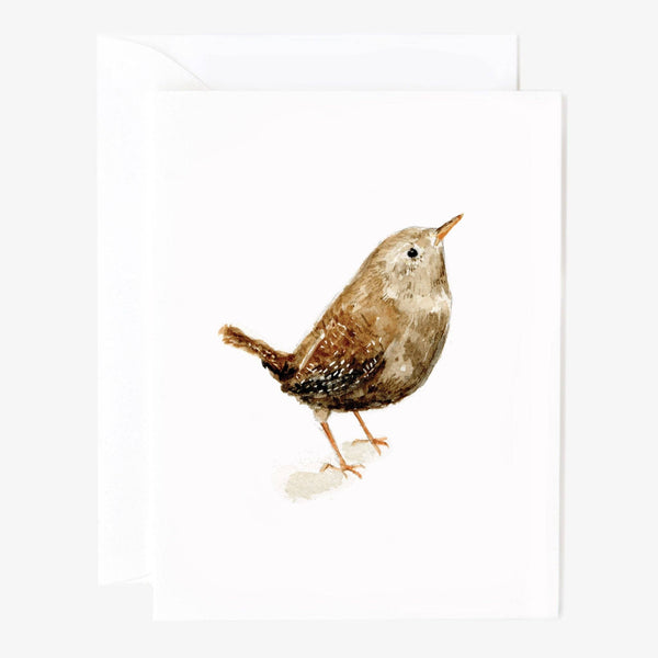 Emily Lex watercolor wren notecard, single card with envelope