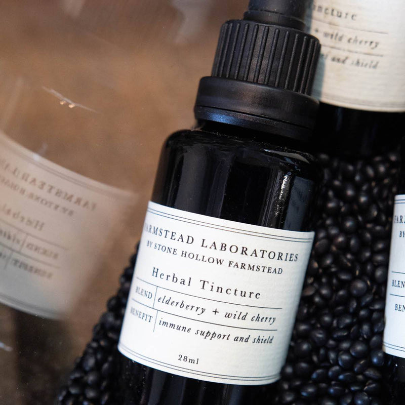 Elderberry + Wild Cherry Tincture | Immune Support + Shield - Stone Hollow Farmstead