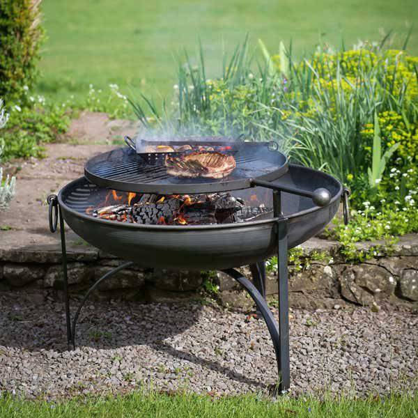 Plain Jane Fire Pit with Swing Arm BBQ Rack - Stone Hollow Farmstead