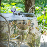 Italian Bunny Garden Tablecloth Tessitura Toscana Telerie Stone Hollow Farmstead