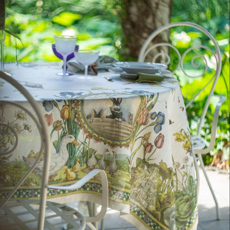 Italian Bunny Garden Tablecloth | Stone Hollow Farmstead
