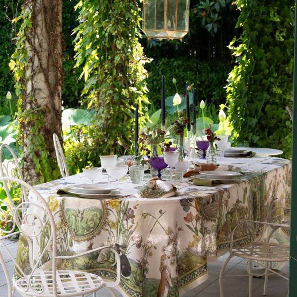 Italian Bunny Garden Tablecloth | Stone Hollow Farmstead